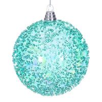 Vickerman 6" Teal Iridescent Ice-like Finish Ball Ornament (2 pack)