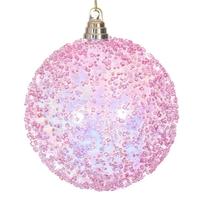 Vickerman 6" Pink Iridescent Ice-like Finish Ball Ornament (2 pack)