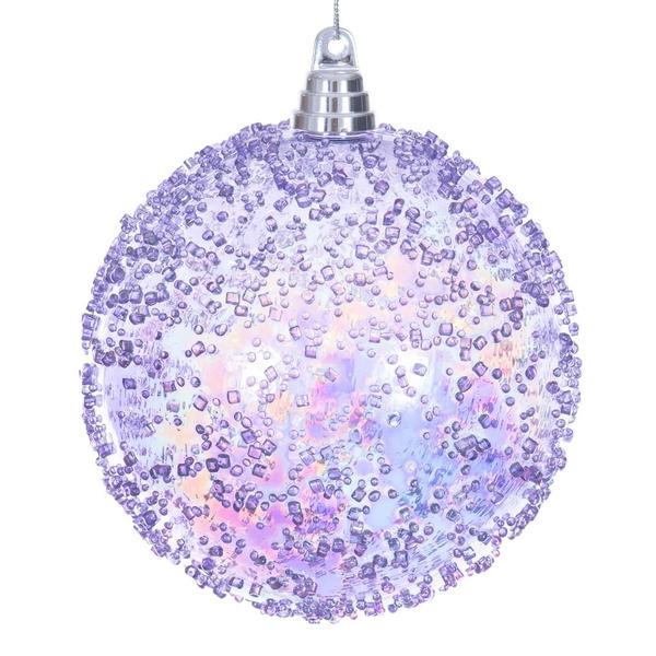 6" Lavender Iridescent Ice-like Finish Ball Ornament (2 pack)