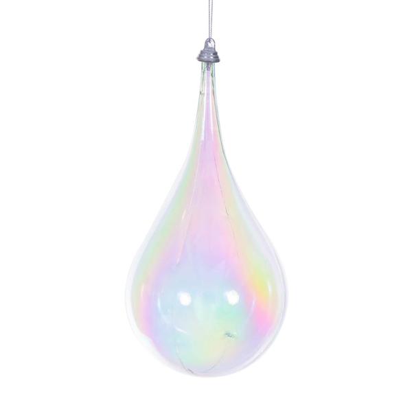 4" Clear Iridescent Drop Ornament (3 Pack)