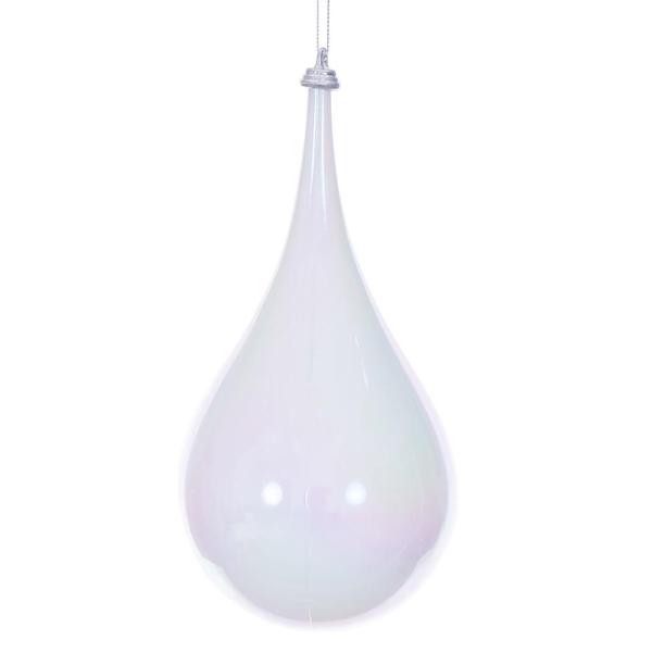 4" White Iridescent Drop Ornament (3 Pack)