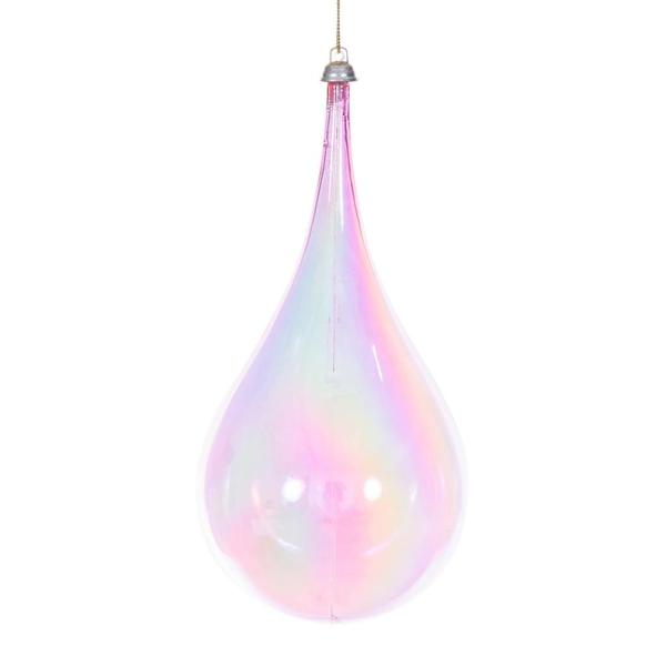 4" Pink Iridescent Drop Ornament (3 Pack)