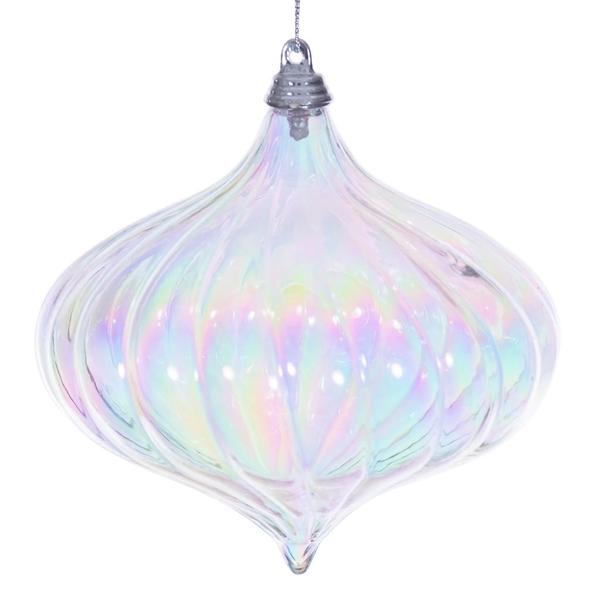 4.75" Clear Iridescent Glossy Onion Ornament (2 Pack)