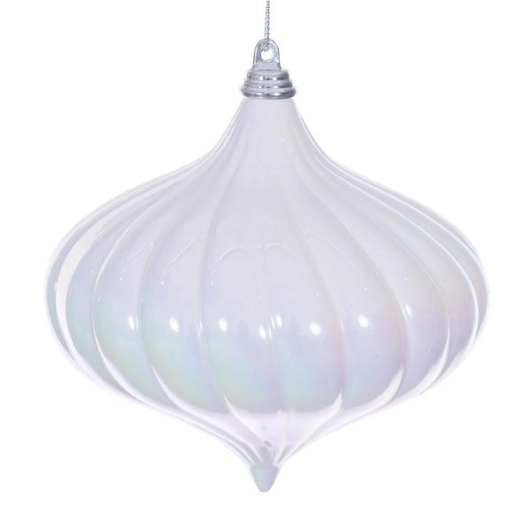4.75" White Iridescent Glossy Onion Ornament (2 Pack)