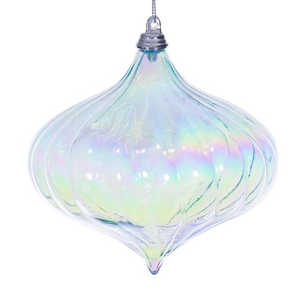 4.75" Baby Blue Iridescent Glossy Onion Ornament (2 Pack)