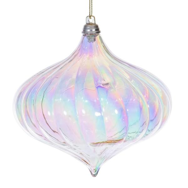 4.75" Champagne Iridescent Glossy Onion Ornament (2 Pack)