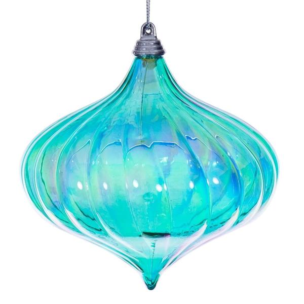 4.75" Teal Iridescent Glossy Onion Ornament (2 Pack)