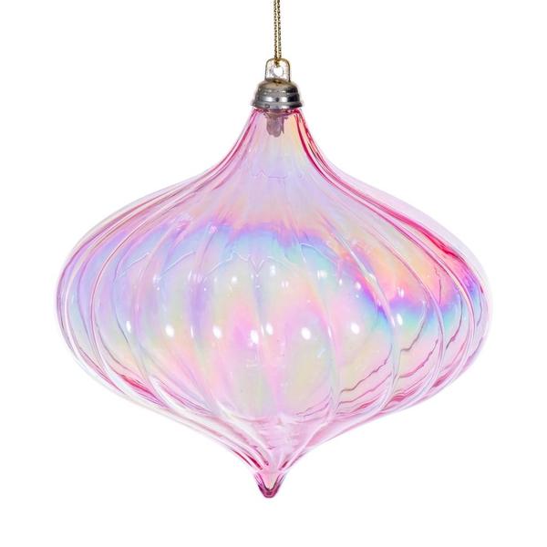 4.75" Pink Iridescent Glossy Onion Ornament (2 Pack)