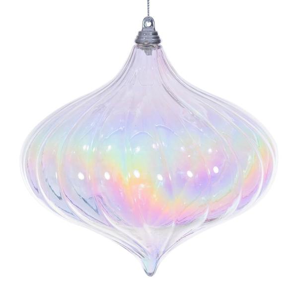 6" Clear Iridescent Glossy Onion Ornament (2 Pack)