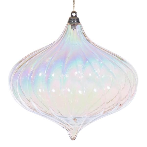6" Champagne Iridescent Glossy Onion Ornament (2 Pack)