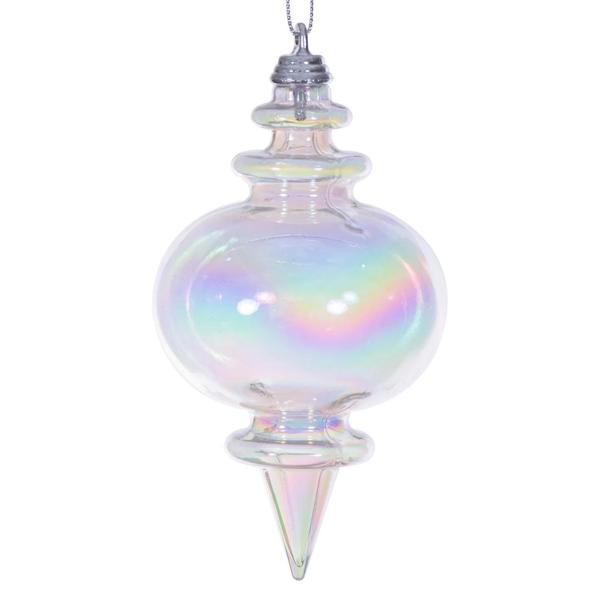 5" Clear Iridescent Finial Ornament (3 Pack)