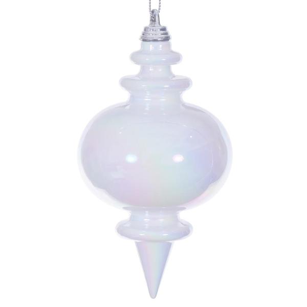 5" White Iridescent Finial Ornament (3 Pack)