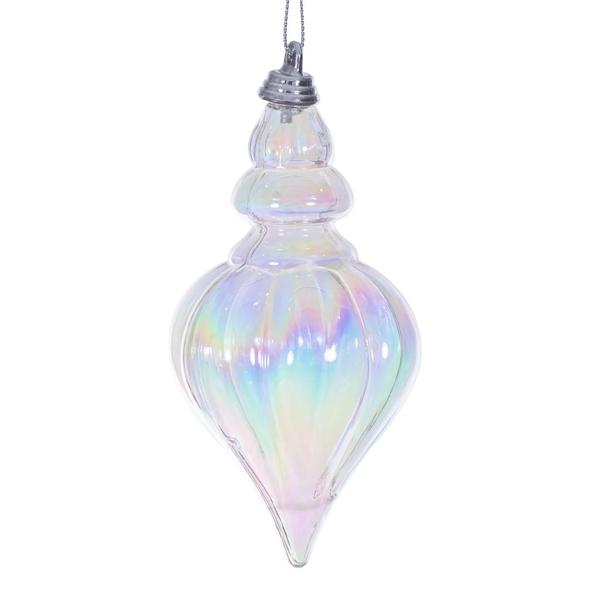 5" Clear Iridescent Drop Ornament (3 Pack)