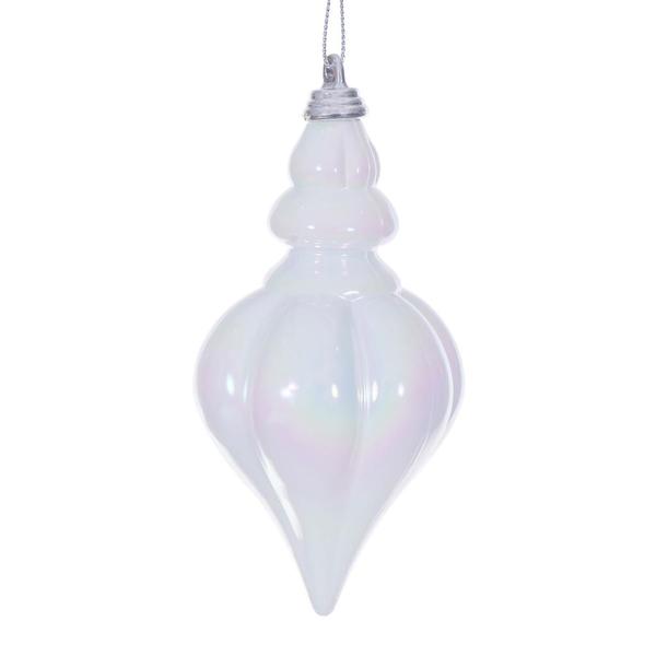 5" White Iridescent Drop Ornament (3 Pack)