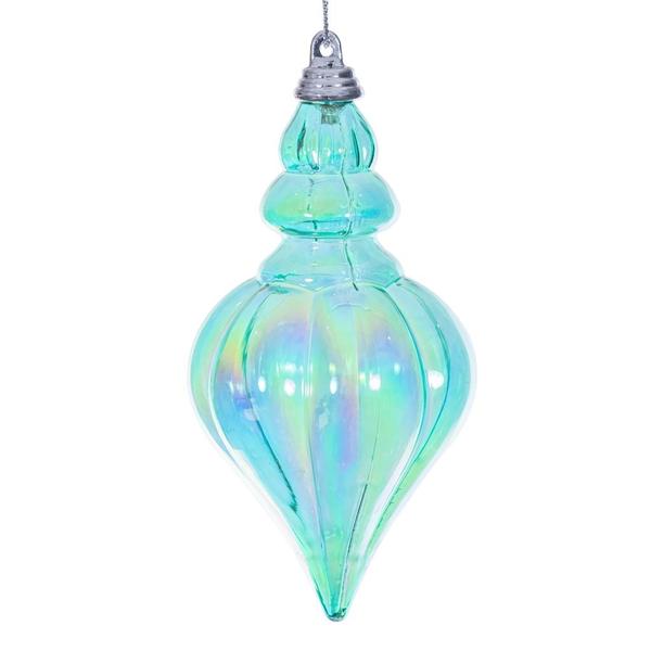 5" Teal Iridescent Drop Ornament (3 Pack)