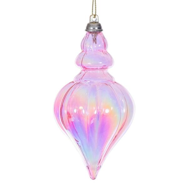 5" Pink Iridescent Drop Ornament (3 Pack)