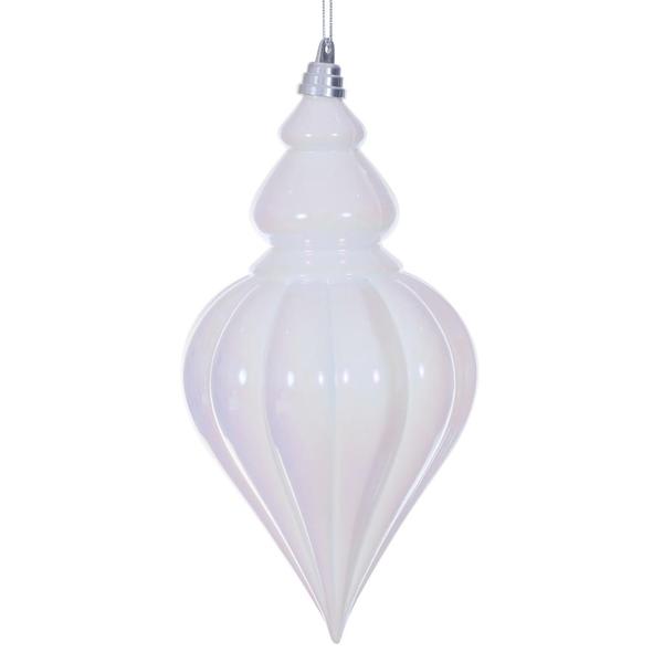 12" White Iridescent Drop Ornament