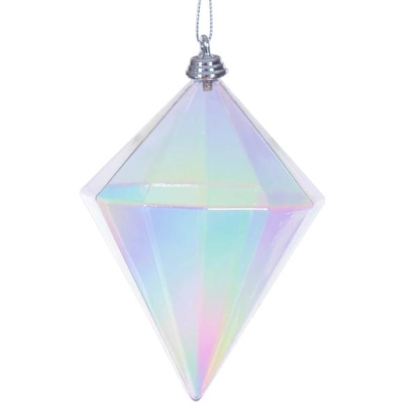 5" Clear Iridescent Glossy Diamond Ornament (3 Pack)