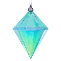 Vickerman 5" Teal Iridescent Glossy Diamond Ornament (3 Pack)
