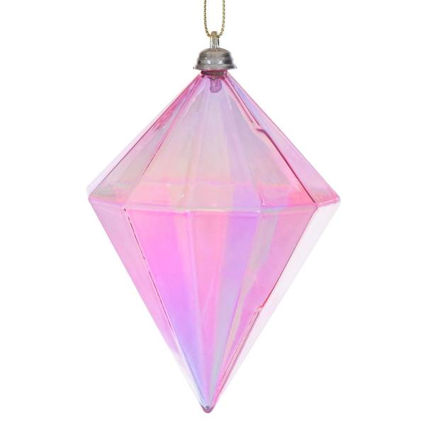 5" Pink Iridescent Glossy Diamond Ornament (3 Pack)