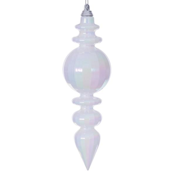 7.5" White Iridescent Glossy Finial Ornament (2 Pack)