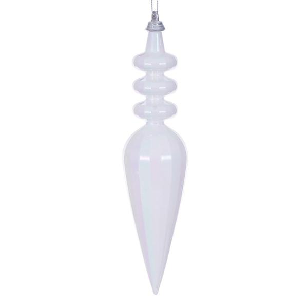 8.5" White Iridescent Finial Ornament (2 Pack)