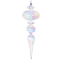 Vickerman 12" Clear Iridescent Glossy Finial Ornament