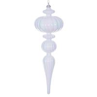 Vickerman 12" White Iridescent Glossy Finial Ornament