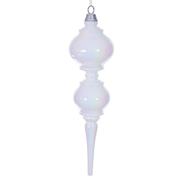 16.5" White Iridescent Finial