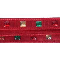 Vickerman 0.75" x 10yd Red Metallic Red/Green/Gold Jewel Ribbon