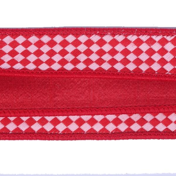 1" x 10Yd Red / Pink Diagonal Checkerboard Red Dupion Back Christmas Ribbon