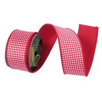 Vickerman 2.5" x 10Yd Red/Pink Diagonal Checkerboard Dupion Backing Christmas Ribbon