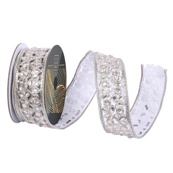 1.75" x 10yd Champagne Die Cut Jewel Ribbon