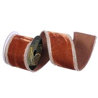 Vickerman 4" x 5yd Mocha Velvet Champagne Jewel Trim Christmas Ribbon