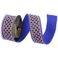 Vickerman 2"x5yd Blue Velvet Red Jewel Christmas Ribbon