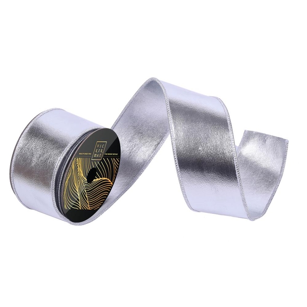 2.5" x 10Yd Silver Foil Christmas Ribbon