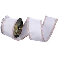 Vickerman 4"x5yd White Velvet Jewel Sequin Pearl Trim Christmas Ribbon