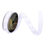 Vickerman 1" x 10yd White Dupion White Pom Pom/Trim Christmas Ribbon