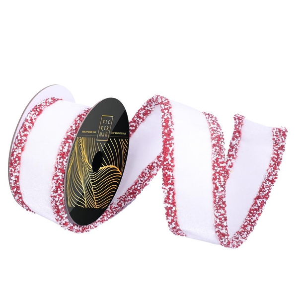 2.5" x 5yd White Velvet Sequin Trim 