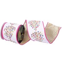 Vickerman 4" x 5yd White Dupion Multicolor Jewel Christmas Ribbon