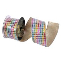 Vickerman 3.25" x 10Yd Multicolor Sequin Rainbow with Gold Trim Ribbon