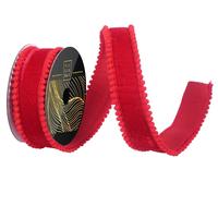 Vickerman 1.5" x 10Yd Red Velvet Pom Pom Dupion Christmas Ribbon