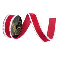 Vickerman 1.5" x 10Yd Red Velvet Pom Pom Dupion Christmas Ribbon