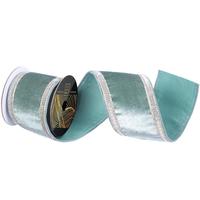 Vickerman 4"x5yd Frosty Mint Velvet Jewel Trim Christmas Ribbon