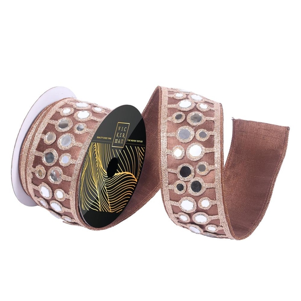 2.5" x 5yd Chocolate Metallic Gold Backing Christmas Ribbon