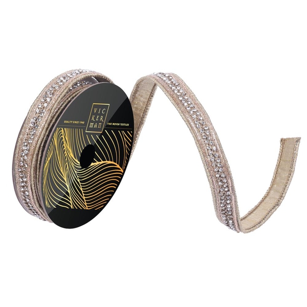 0.75" x 10yd Gold Metallic Jewel Gold Trim Christmas Ribbon
