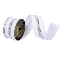 Vickerman 2.5" x 5yd White Velvet Silver Drop Jewel Christmas Ribbon
