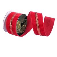 Vickerman 2.5" x 5yd Red Velvet Red Drop Jewel Christmas Ribbon