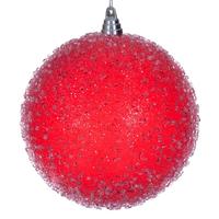 Vickerman 10" Red Icy Sugar Ball Christmas Tree Ornament