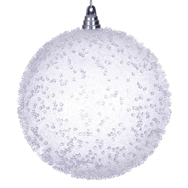 10" White Icy Sugar Ball Christmas Tree Ornament (1 pack)